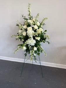 Standing funeral spray with easel