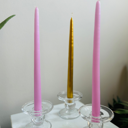 Glass Candlestick Holders - Set of Three