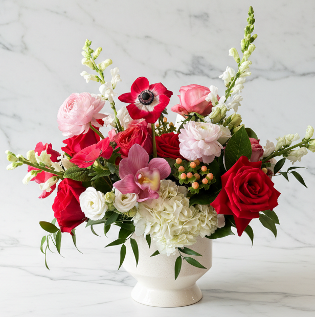 Valentine's Day flower arrangement in large size with premium blooms