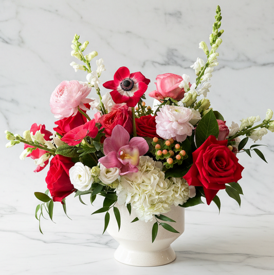 Valentine's Day flower arrangement in large size with premium blooms