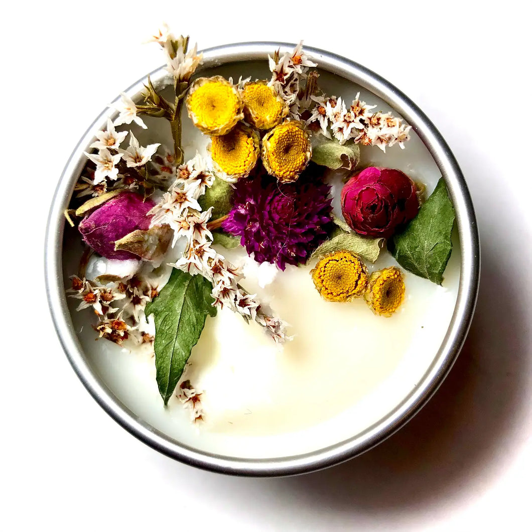 Botanical Soy Candle with Flowers