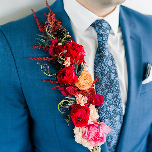 Floral lapel piece in red