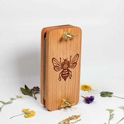 Wood mini-flower press embossed with bee