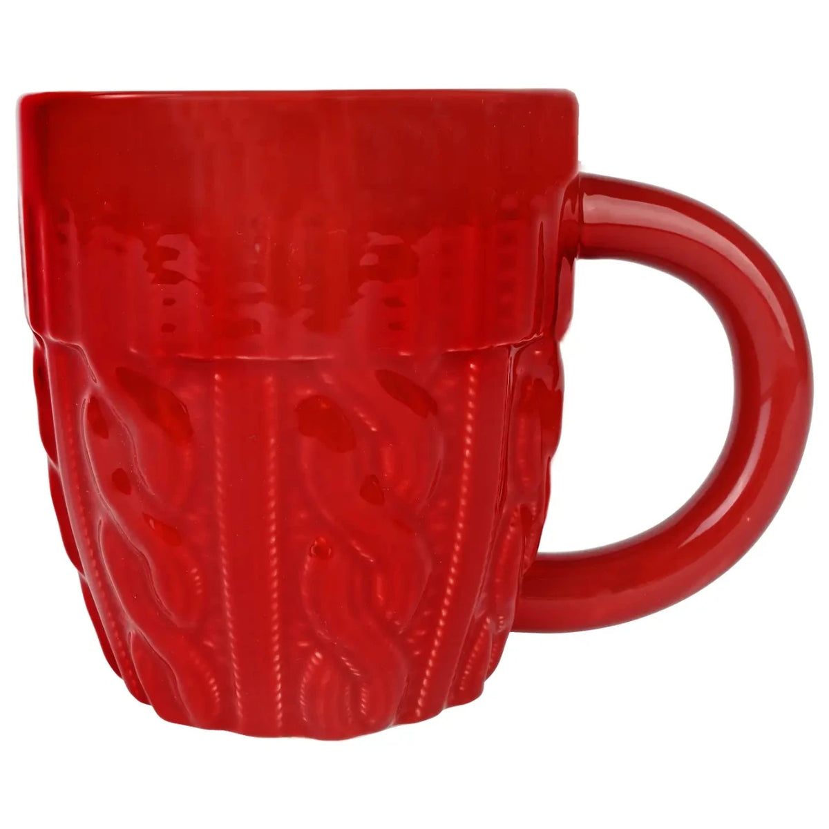 Red textured mug on a white background