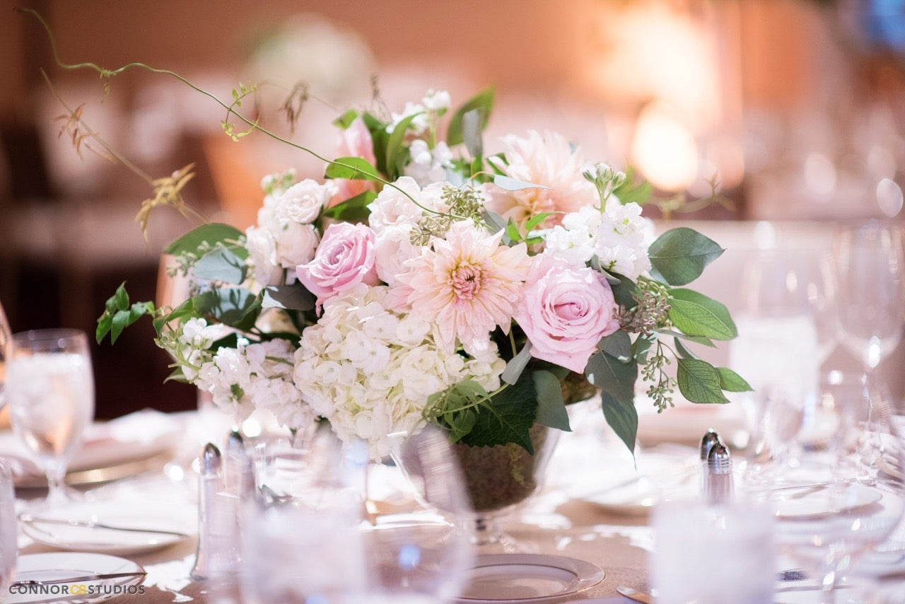 Luxe garden centerpiece for Alexandria mini wedding