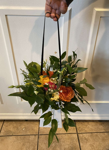 Bespoke bloom bag with seasonal blooms