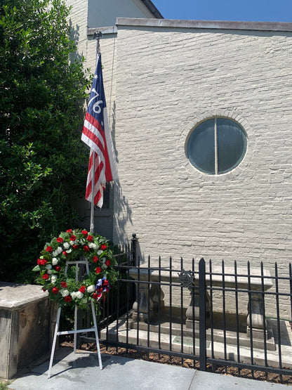 Patriotic wreath on easel