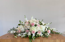 Load image into Gallery viewer, Casket flowers featuring hydrangea and roses

