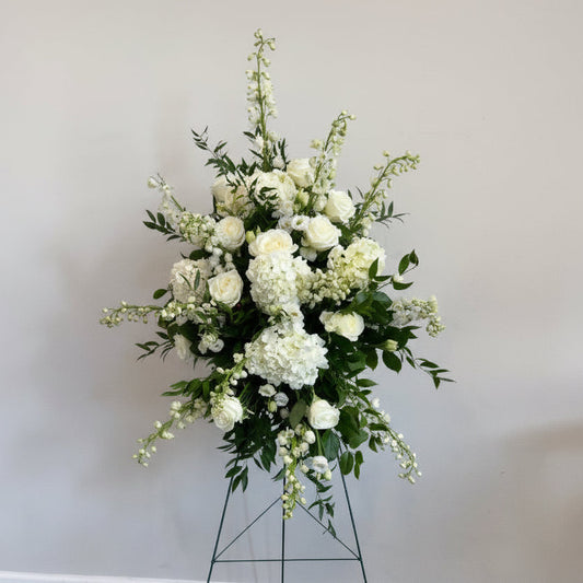 Standing funeral spray with easel