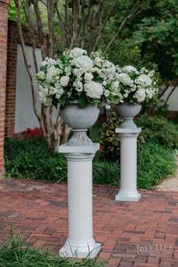 Classic wedding altar arrangements on pedestals for DC wedding